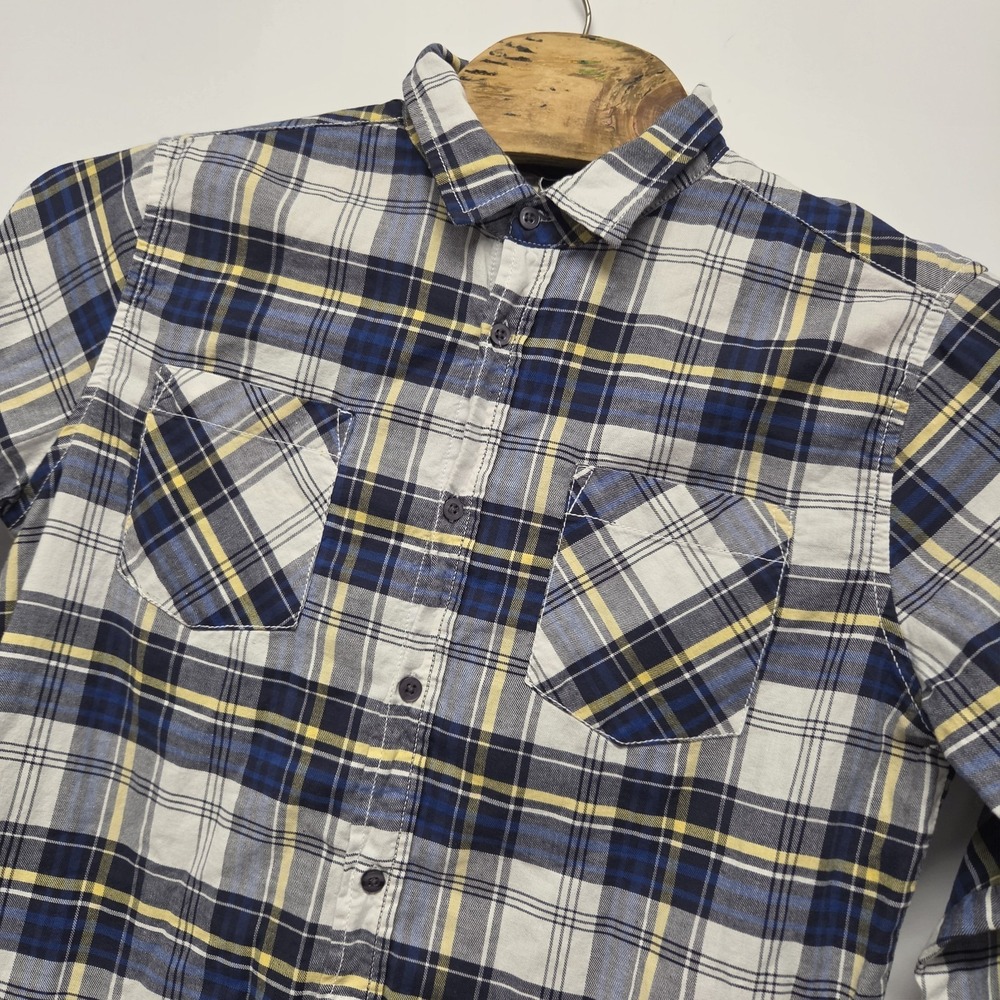 Stoic Shirt Mens Large Blue Yellow Plaid Flannel Cotton Pockets Button Up Casual